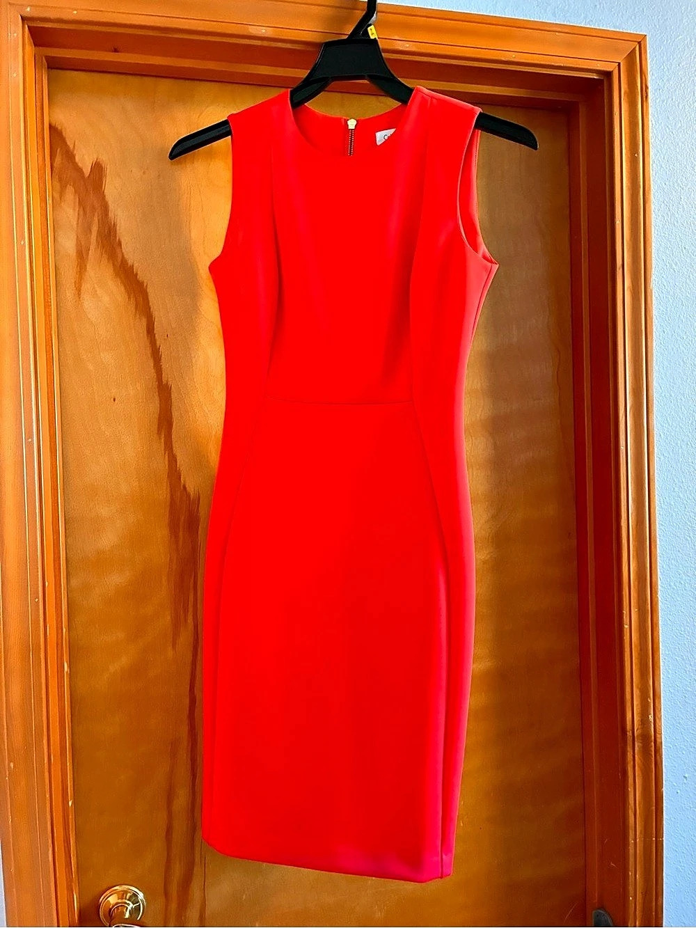 Calvin Klein Sleeveless Scuba Crepe Sheath Dress Mini Dress Red Size 2